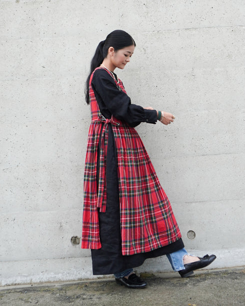 <販売開始 9月19日 金曜日 21:00 〜> INDIGO Tartan Apron Dress / Red・Blue